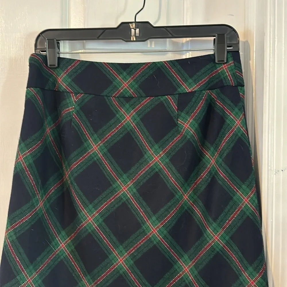 Women’s Talbots Vintage Black Dark Green Red Plaid Tartan Wool Blend Skirt Sz 4 - Picture 3 of 8